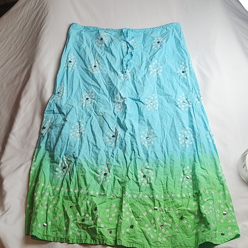 Old Navy Maxi Skirt Sequin Ombre Teal Women's Size 10